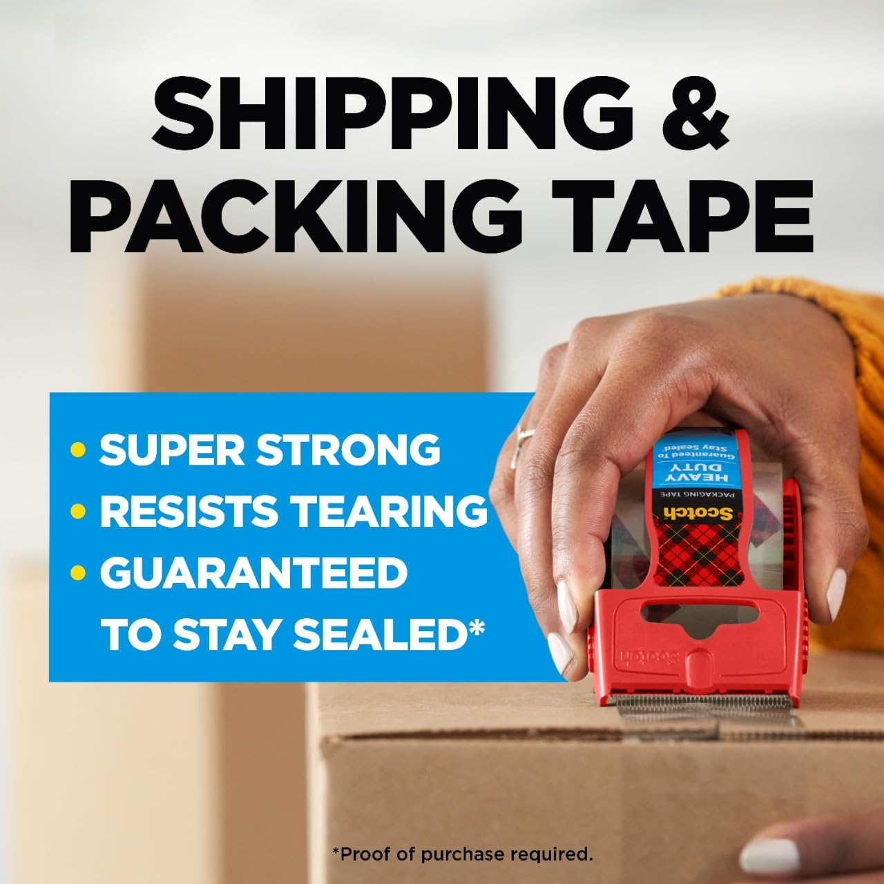 Scotch Heavy Duty Shipping Packing Tape - Clear, 1.88 in. x 27.7 yd. | Includes Dispenser for Easy Use
