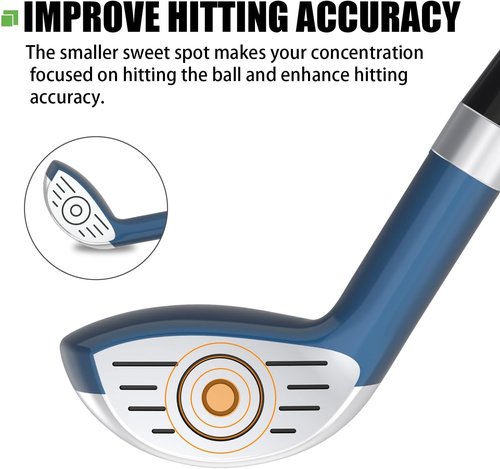 MAZEL Mini Driver/Iron Golf Clubs Swing Trainer Aid to Improve Your Hitting Accuracy & Speed (Deep Blue,Left Hand, Mini Driver)
