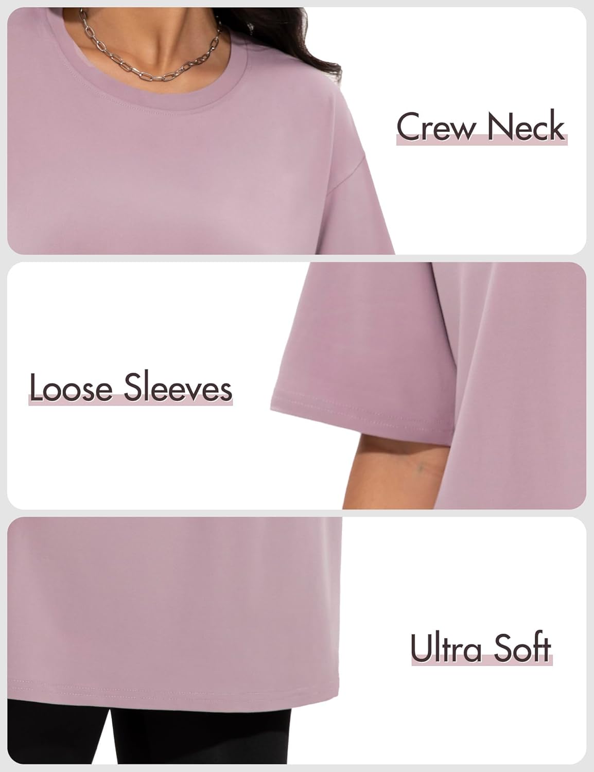 Siimcuzy 4 Pack Oversized Tshirts for Women, Loose Fit Crew Neck Summer Baggy Tops Workout Tees Plus Size T Shirts