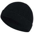 ROYBENS Short Fisherman Beanie for Men Women, Wool Warm Winter Hat, Swag Knit Cuff Soft Trawler Beanies Watch Cap Skull Caps, Black