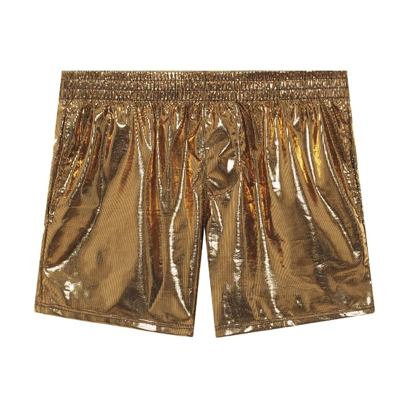 Men's Holographic Metallic Swim Boxer Briefs Trunks - Gold, Large