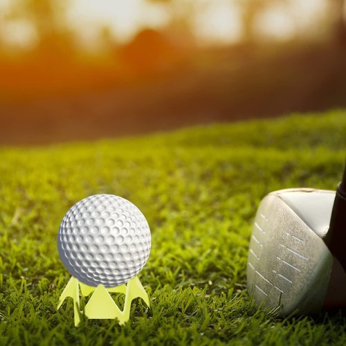 FAMIWIN Golf Tees, Plastic Golf Simulator Tees for Outdoor Indoor Home Practice Training Use, Pack of 10pcs Tall & 10pcs Small Golf Mat Tees for Winter Turf Driving Range Practicing (40PCS Yellow)