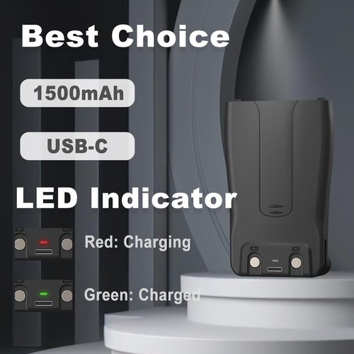 BAOFENG 4 Pack BF-888S Battery 1500mAh for BF-88A Two Way Radio Li-ion Battery Type-C Charger DC 3.7V 1500mAh Blackup Compatible with BF-666S BF-999S