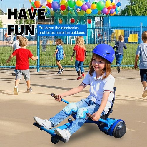 Hoverboard Seat Attachment for 6.5”-10” Hover Board, Buggy Go Kart Conversion Kit, Accessory for Self Balancing Scooter, Hoverboards Go-Cart for Kids or Adults, Blue