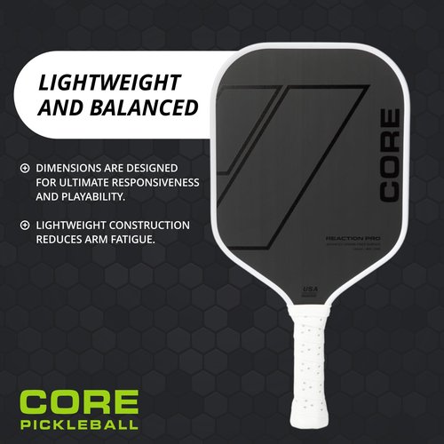 CORE Carbon Fiber Pickleball Paddle MX-1000 with Cover 16mm - USAPA Approved - Cushioned Comfort Grip with Honeycomb Polymer - Superior Spin Control - Beginners & Intermediate Players
