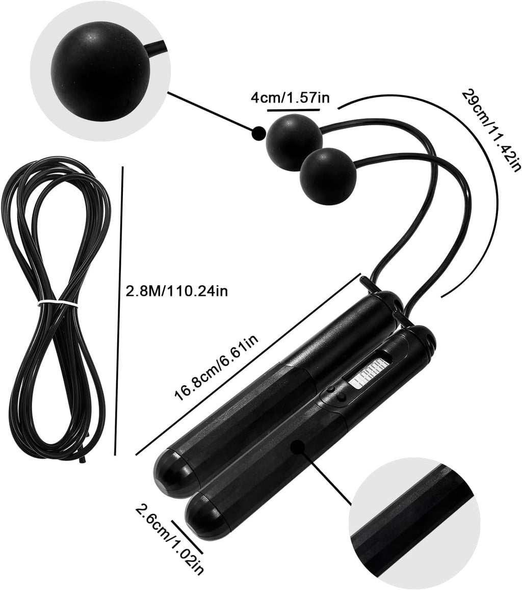 Skiennix Smart Jump Rope - 2-in-1 Weighted Corded & Cordless Design with LCD Display | Adjustable Length for Home Gym Fitness