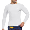 Sun Protection Swim Shirts for Men: SPF UPF 50+ UV Long Sleeve Rash Guard for Fishing Hiking Running Workout Athletic White
