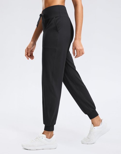 G Gradual Women's High Waisted Joggers - Tapered Sweatpants with Zip Pockets for Gym & Travel