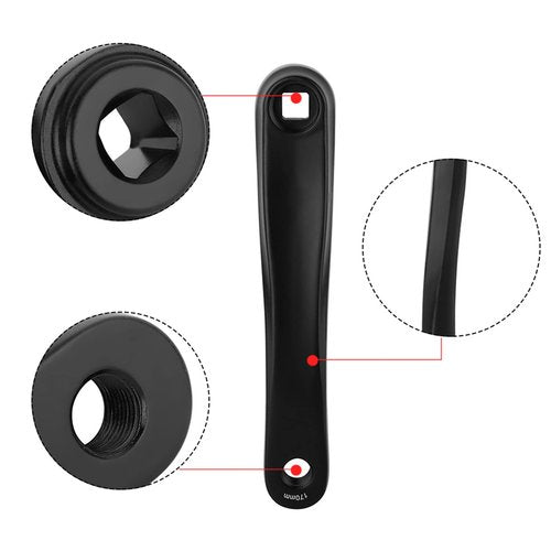 Leapiture 170mm Bikes Crank Arm Bikes Left Crank Bikes Crankset Bikes Crankset Arm Crank Arm Replacement Bikes Pedal Arm for City Bikes Folding Bikes Road Bikes Exercise Bikes (Square Black)