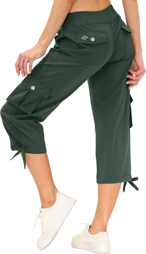 MoFiz Women's Capris - Lightweight Casual Pants with Pockets for Hiking | Loose Fit Baggy Design
