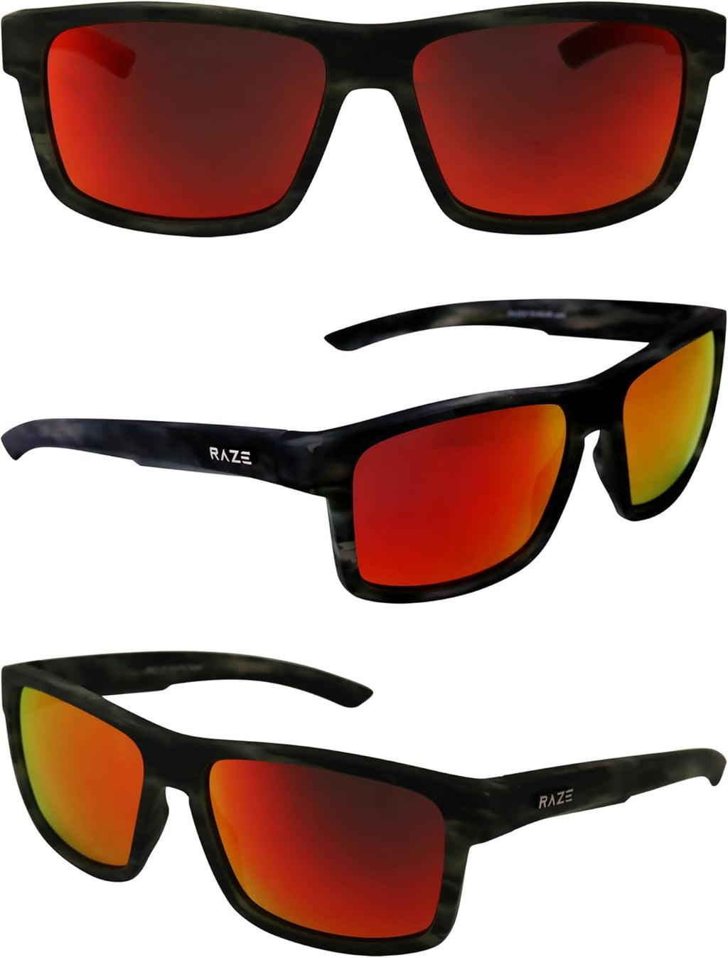 Offshore Polarized Sunglasses - Black Marble Frame with Red Mirror Lenses for Men & Women