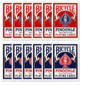 Pinochle Playing Cards Set - 12 Decks with Blue & Red Jumbo Index