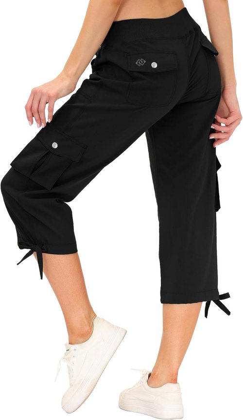 MoFiz Women's Capris - Lightweight Casual Pants with Pockets | Comfortable Loose Fit for Hiking
