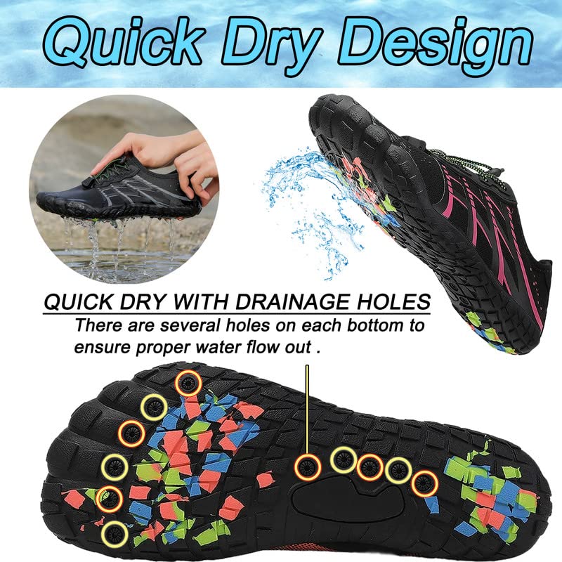 Water Shoes for Men and Women Quick Dry Aqua Barefoot Shoes - 7.5 Women / 6.5 Men, Purple