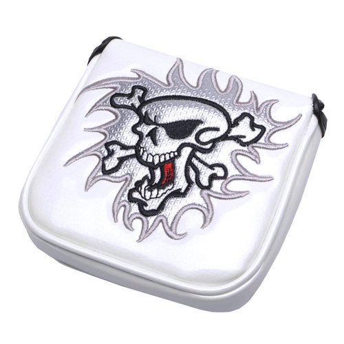 PLUSKER Skull Square Golf Mallet Putter Cover Magnetic Closure Creative White Golf Club Putters Headcover