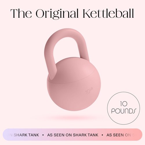 Bala 10lb Kettleball, Soft Kettlebell for Women - Kettlebells Strength & Core Training Equipment for Home Gym Workouts - Anti-Slip Grip Exercise Weights with Cushioned Impact-Resistant Base - Blush