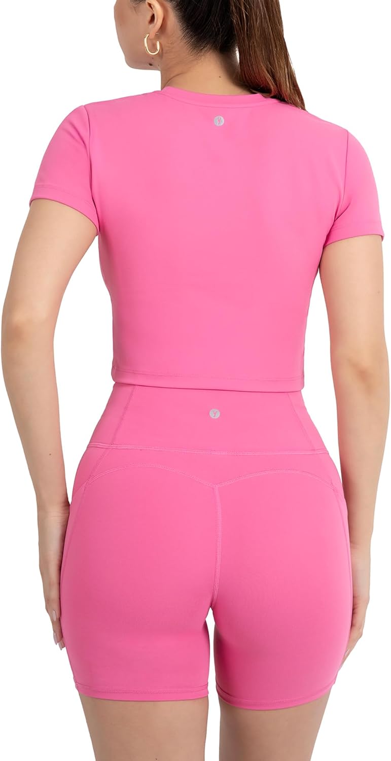 YITTY Ultraluxe Essential Crop Tee - Women's Athleisure Top with 4-Way Stretch