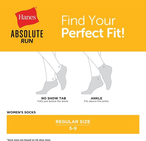 Hanes No Show Running Socks - Breathable Tab Design for Comfort | 4-Pack