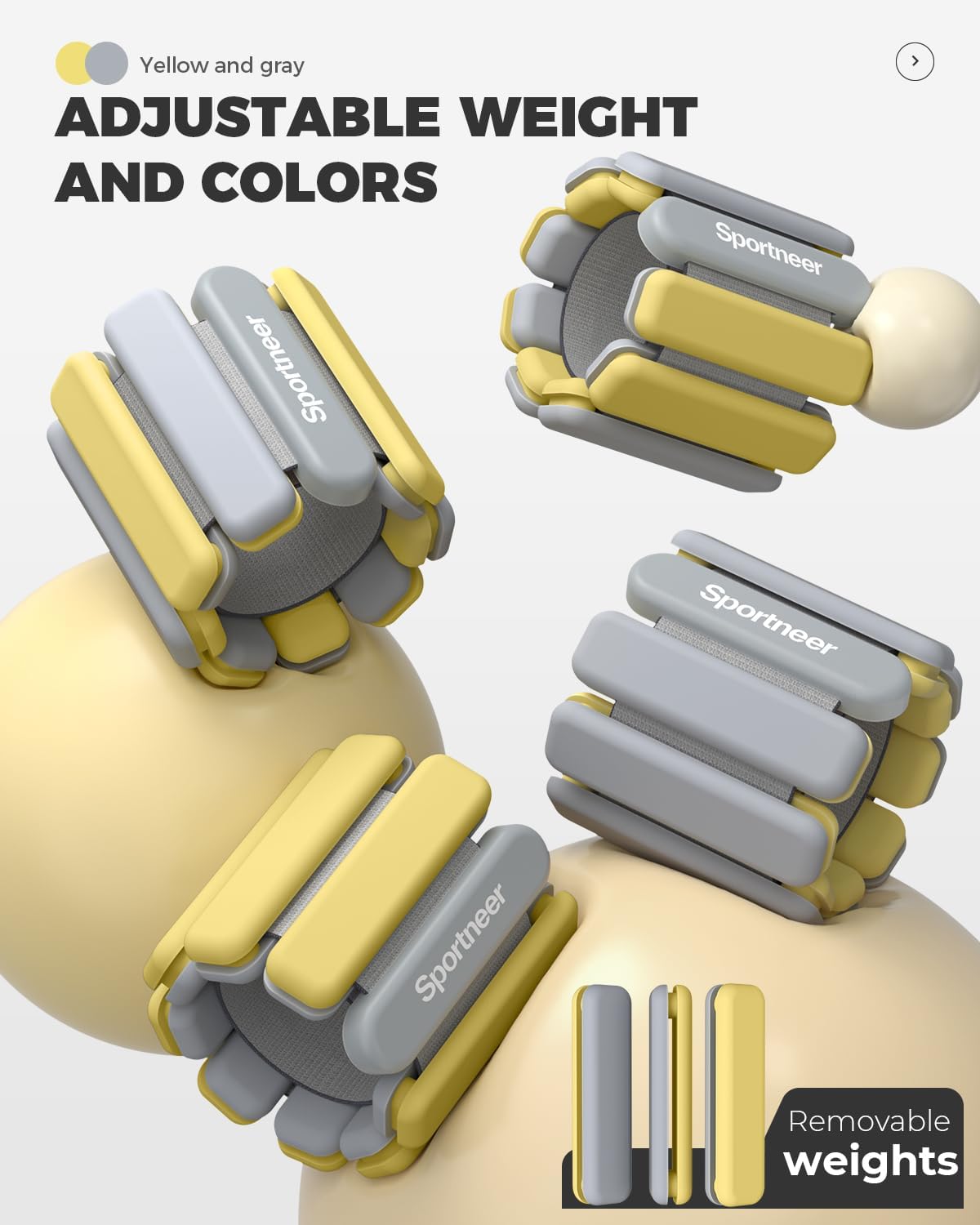 Sportneer Adjustable Wrist & Ankle Weights - 4 lbs Total for Gym, Yoga & Strength Training