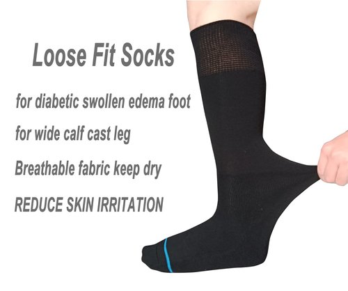 LORVVDE Walking Boot Socks Replacement Sock Liner for Orthopedic Boot Walker Brace, Cast Socks for Fracture Boot Surgical leg Cover Black 2 Pairs