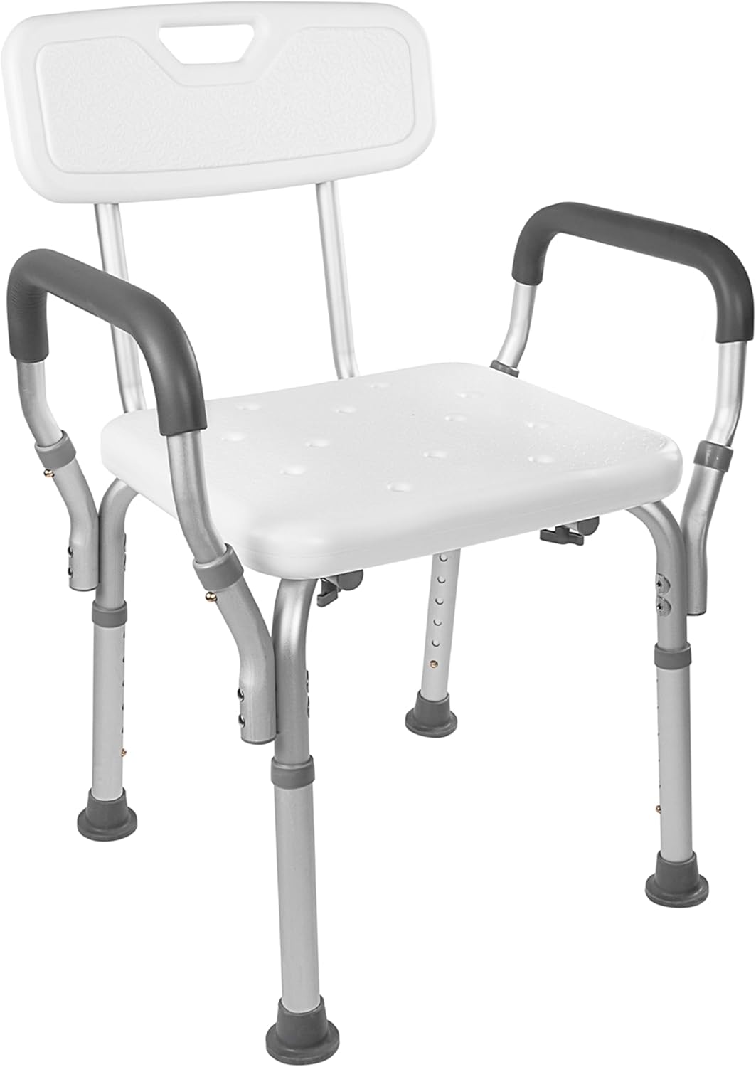 Vaunn Medical Deluxe Spa Shower Chair - Comfortable Bath Seat for Seniors | 350 lbs Capacity, White & Gray