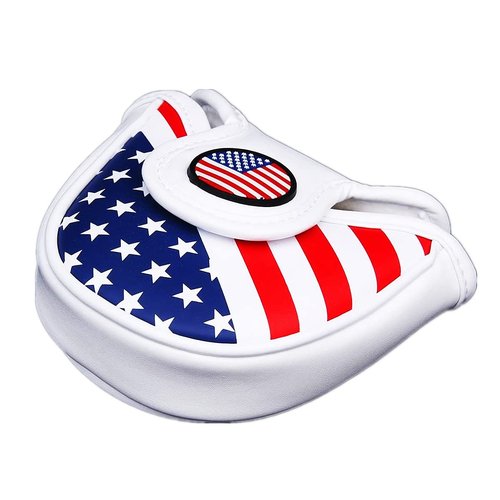 US Flag Golf Mallet Putter Cover Headcover Magnetic fits for Scotty Cameron X5, Callaway Odyssey Stroke Lab, 2 Ball, Odyssey Sabertooth Series Putters - PU Leather Golf Putter Cover Mallet