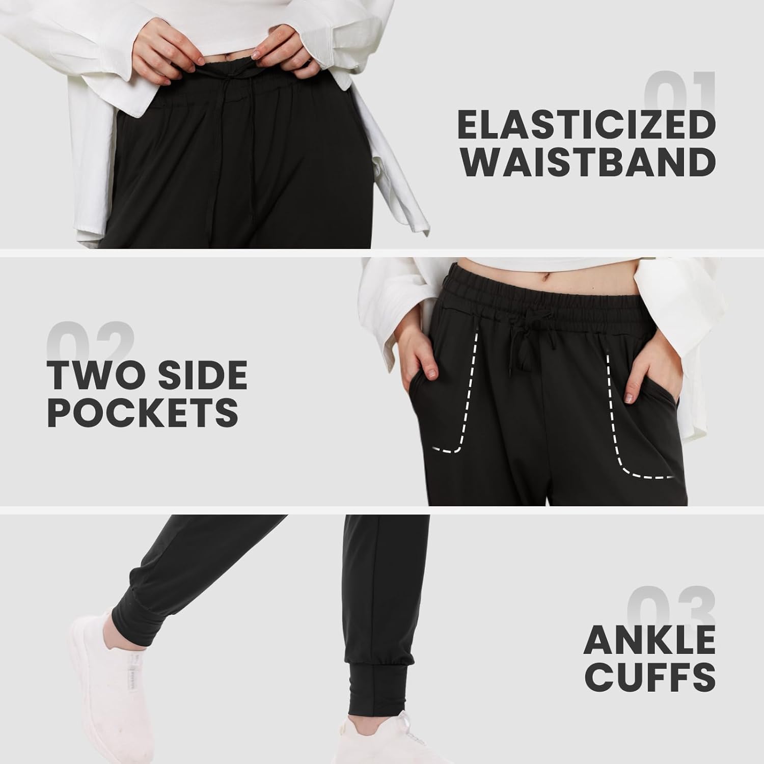 TNNZEET Women's Joggers - High Waisted Lightweight Athletic Pants with Pockets | Tapered Leg Design