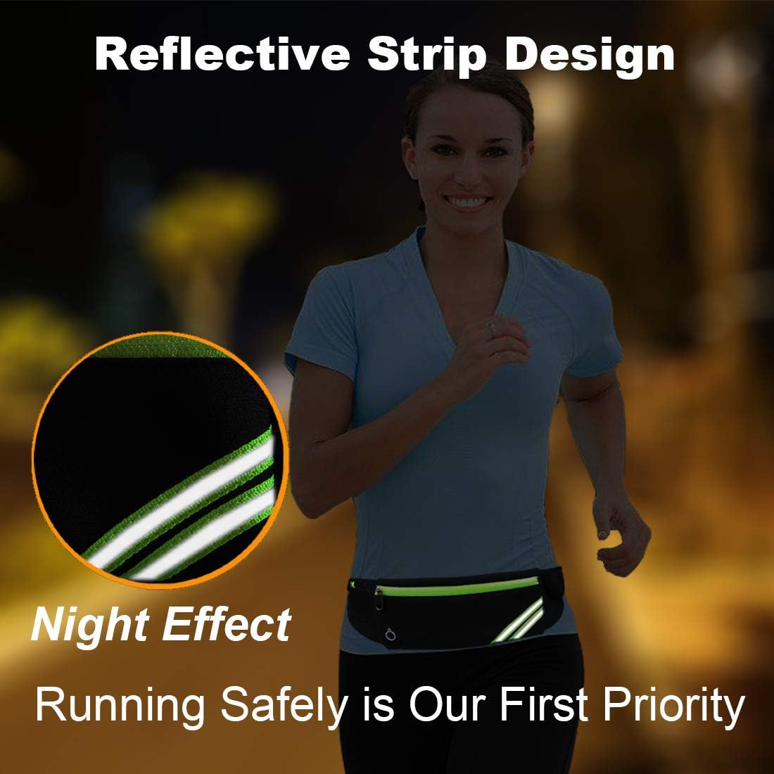 Skiennix Slim Running Belt - Reflective Fanny Pack for Hiking & Cycling | Lightweight Jogging Pouch