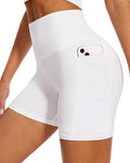 DHSO High Waisted Biker Shorts for Women - Tummy Control Fitness & Yoga Gym Shorts | 5" Length