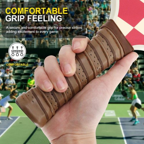 PINMEI Pickleball Grip Tape 3pcs Overgrip Pickleball Paddle Grip Tape with Raised Ridge Replacement Grip Wrap Accessory for Pickleball Paddle Handle (Brown Blue and Green)