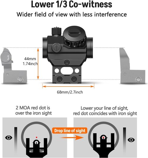 MidTen Red Dot Sight - 2 MOA Waterproof & Fogproof Optics | Compact 1x20mm for 21mm Picatinny Rail