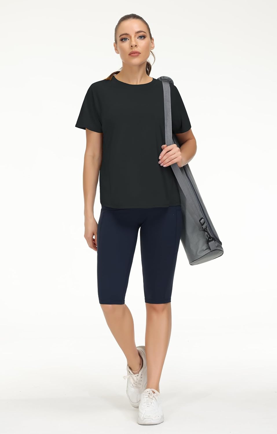 The Gym People Women's Breathable Short Sleeve Workout Shirts - Athletic Yoga Tees with Side Slits