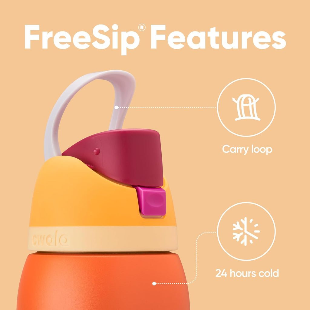 Owala FreeSip Insulated Stainless Steel Water Bottle - 32 oz BPA-Free | Citrus Crush for Sports & Travel