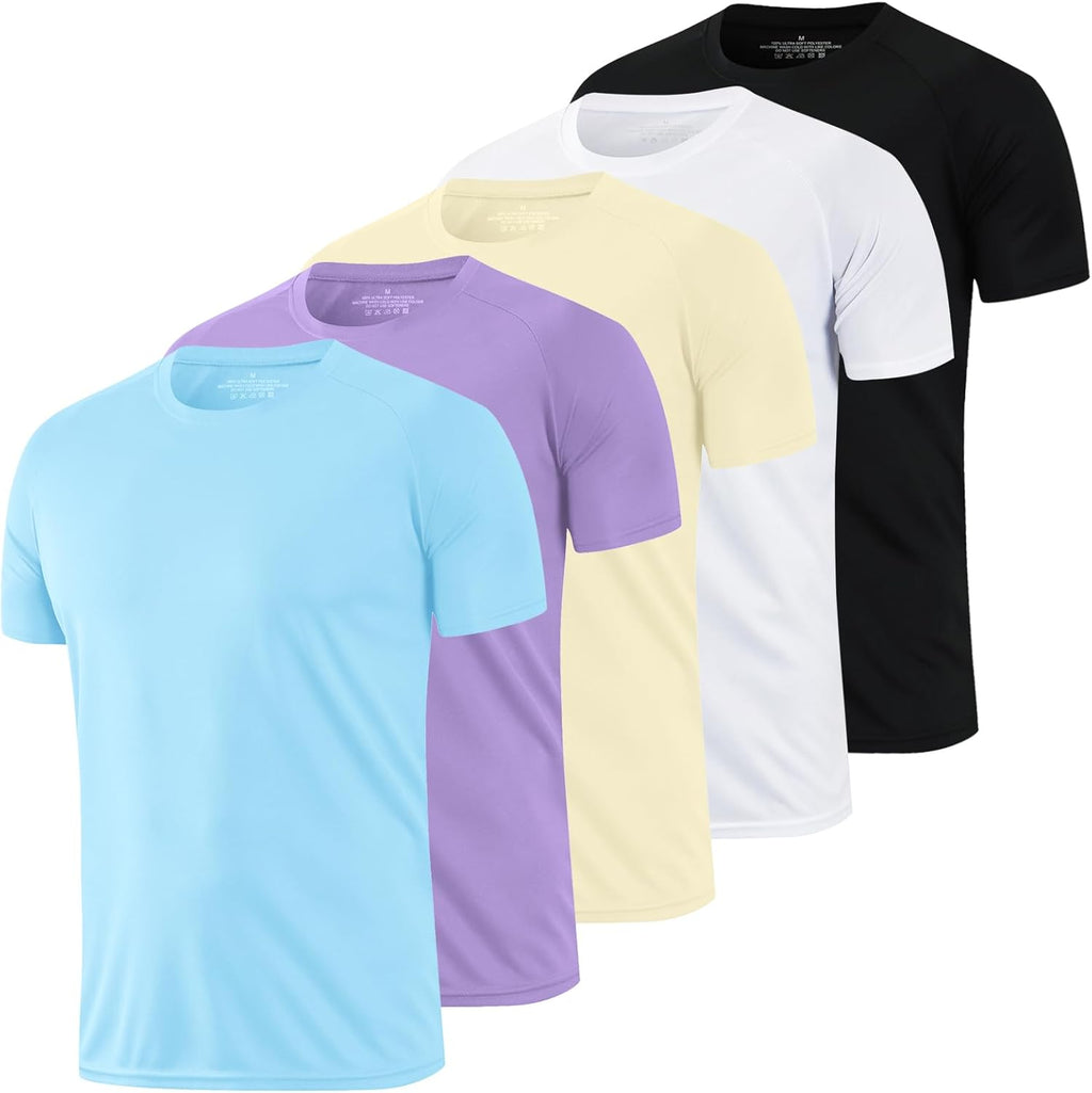 Skiennix Running Shirts for Men - Breathable Dry Fit Athletic Tops | 1/5 Pack Gym T-Shirts