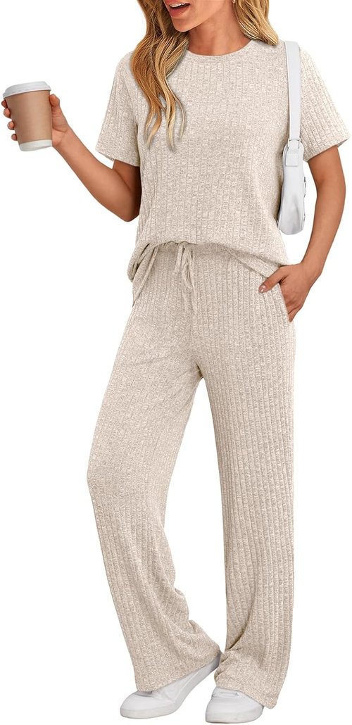 LILLUSORY Women's Lounge Sets - 2 Piece Matching Summer Travel Outfits | Cute Casual Pajamas