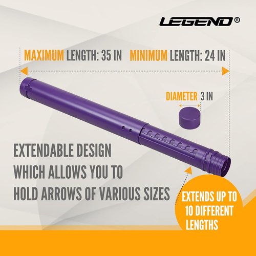 Legend Arrow Tube Case - Adjustable Holder for Hunting & Target Shooting | Extendable Design with EVA Foam Separators for 12 Carbon Arrows