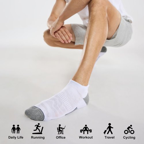 FITRELL Men's Ankle Running Socks - Cushioned Low Cut Athletic Socks | Sizes 7-9, 9-12, 12-15