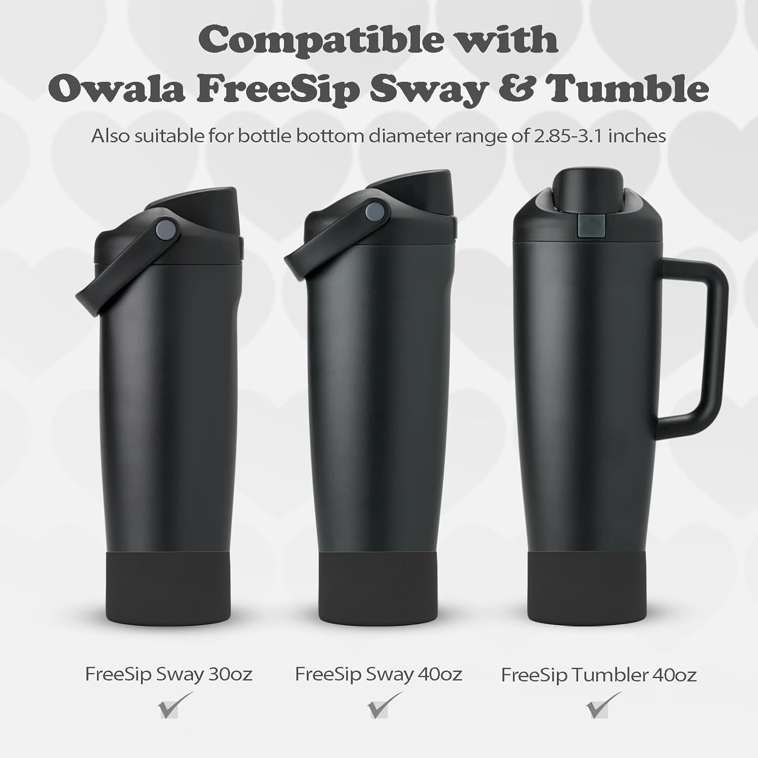 Owala Silicone Boot Set - Non-Slip, Scratch-Resistant Stability Enhancer for 30oz & 40oz Bottles | Midnight Black