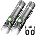 NAKCNM 2 Pack High Lumens LED Flashlight, Rechargeable Super Bright Torch with Adjustable Focus, USB-C Charging, Small Pocket-Sized Flashlight for Camping, Hiking & Home Emergency