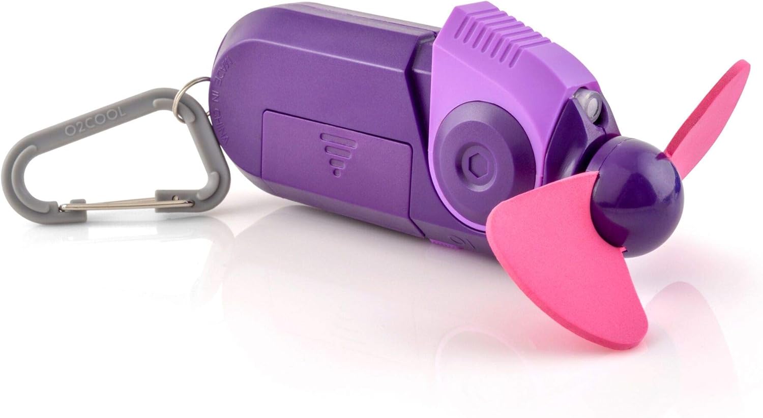 O2COOL Keychain Sport Misting Fan - Portable Battery-Powered Handheld Fan with Carabiner Clip | Purple