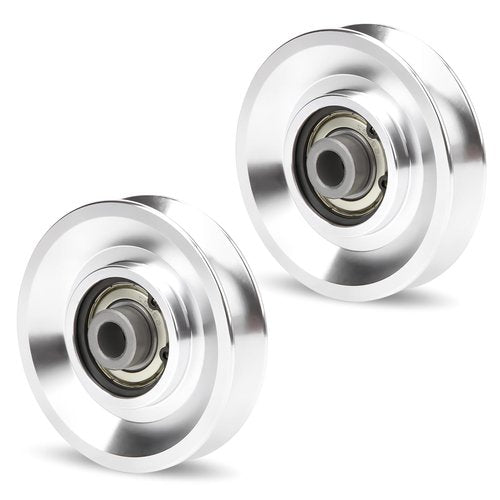 Jwthee Aluminum Pulleys for Cable Machine, 2 PCS Pulley Wheel Universal Bearing Wheel for Home Gym Exercise Machine Attachments (80mm)