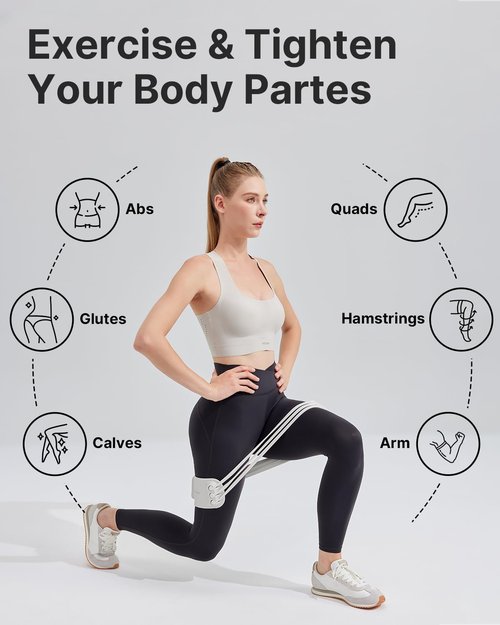 YOTTOY Adjustable Resistance Band Set,20–60 lbs with 6 Latex Bands,Exercise Bands for Home Gym, Workout Bands for Legs & Glutes, Elastic Bands for Exercise, Stretch Bands for Fitness Training (Grey)