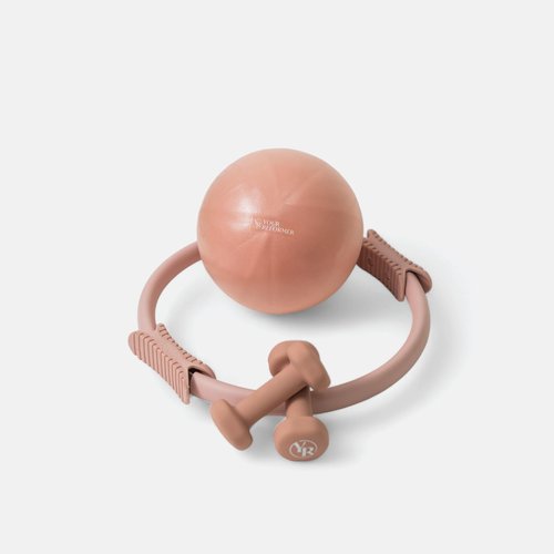 Your Reformer Pilates Prop Kit for Home Workouts - Includes Pilates Ring, Ball & Dumbbell Set - Blush