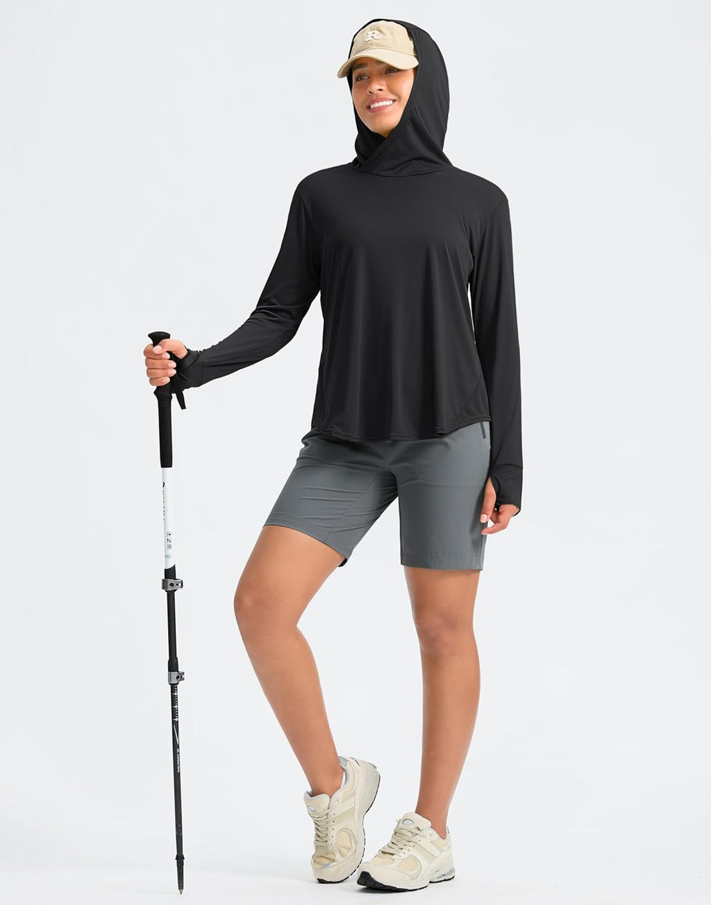 Pudolla Women's UPF 50+ Sun Protection Shirt - Lightweight Long Sleeve UV Hoodie for Outdoor Activities