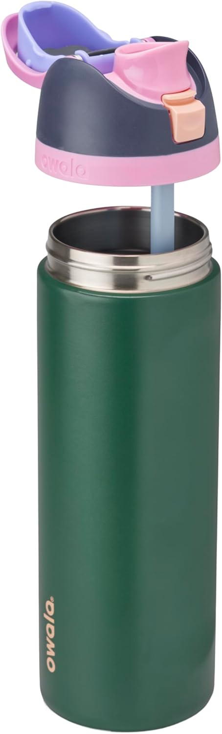 Owala FreeSip Insulated Stainless Steel Water Bottle - BPA-Free, 24 oz, Blue/Green Forest Fairy for Sports & Travel