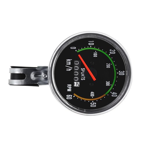 HilBeliFU Analog Bike Speedometer, Mechanical Bike Odometer, Aluminum Alloy Bicycle Odometer with 80cm Cable for 26in, 27.5in, 28in, 29in Outdoor Cycling Tricycle, 4.3x3.1x3.1in