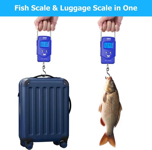 Dr.meter Fishing Scale - 110lb Digital Luggage Scale with Backlit LCD & Measuring Tape | Compact Size, Batteries Included