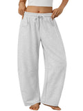 Trendy Queen Barrel Sweatpants Womens Wide Leg Pants Baggy Palazzo Lounge Comfy Flowy Pants Teen Girls Fall Clothes Outfits Grey M