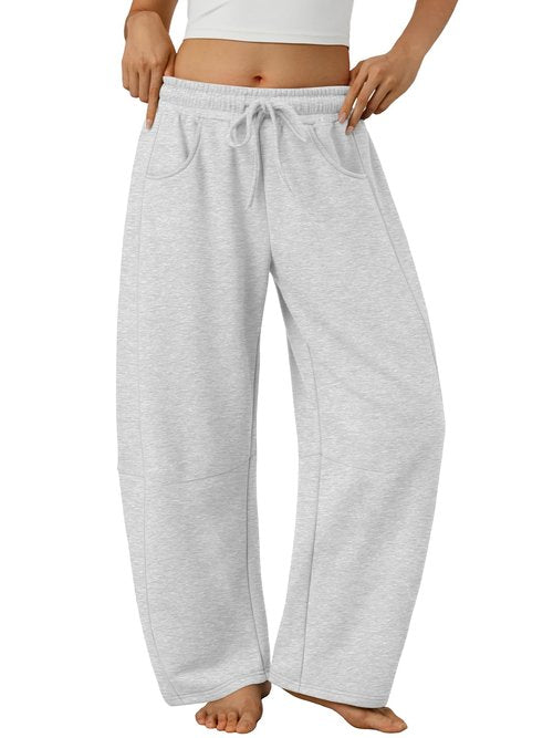 Trendy Queen Barrel Sweatpants Womens Wide Leg Pants Baggy Palazzo Lounge Comfy Flowy Pants Teen Girls Fall Clothes Outfits Grey M