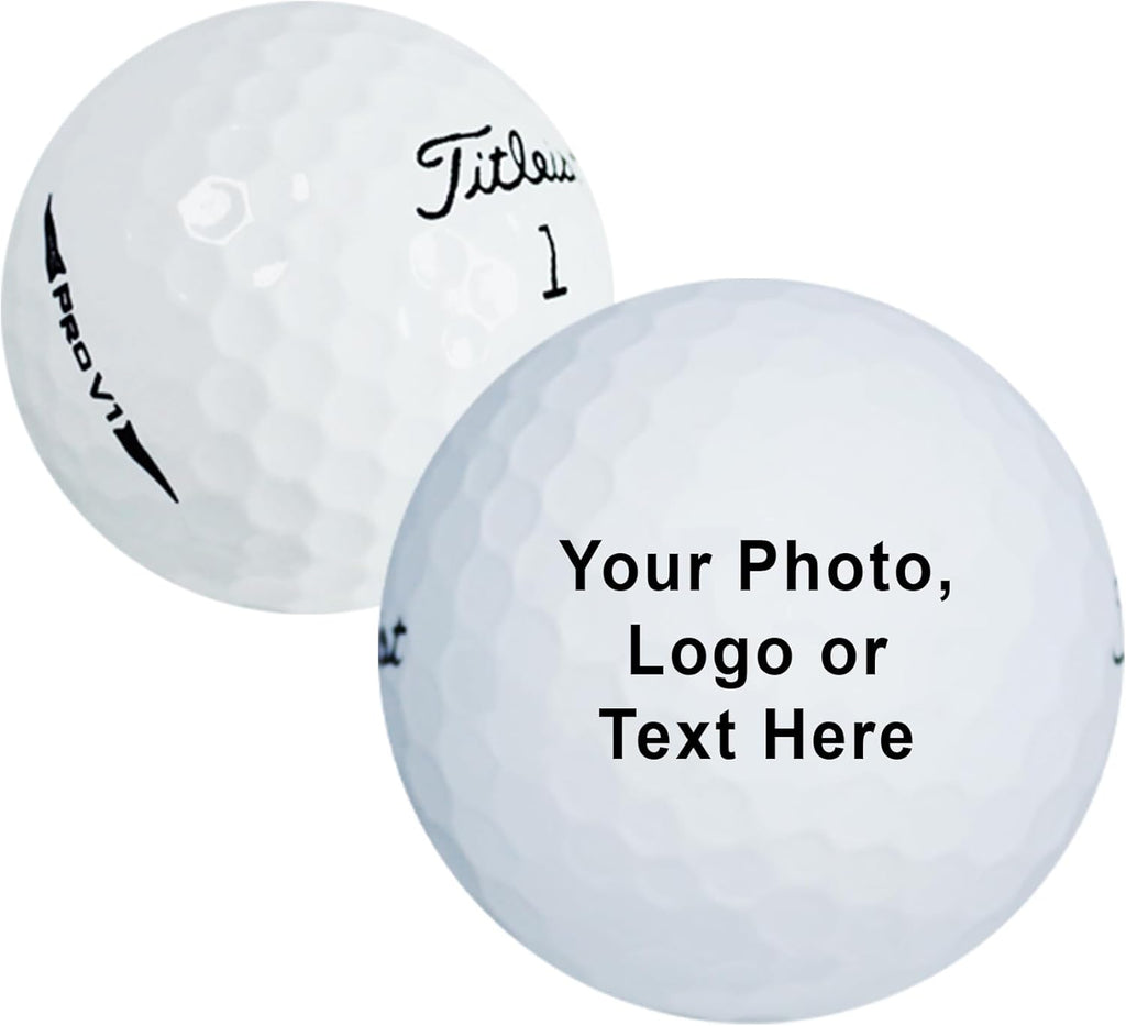 Titleist Pro V1 Golf Balls - Personalized Certified Refinished | Custom Photo, Logo & Text - 3 Pack with 20 Tees